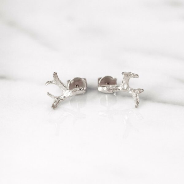 Small antler earrings in Sterling Silver