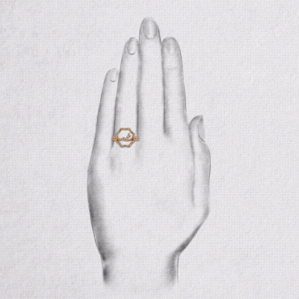 Delicate diamond antler ring in rose gold.