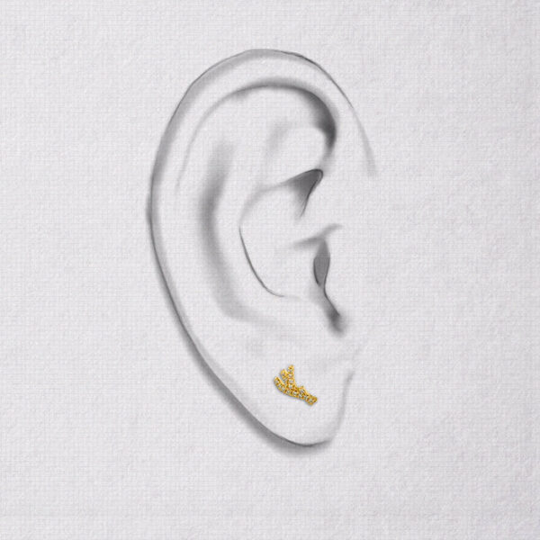 Delicate diamond antler earrings in yellow gold